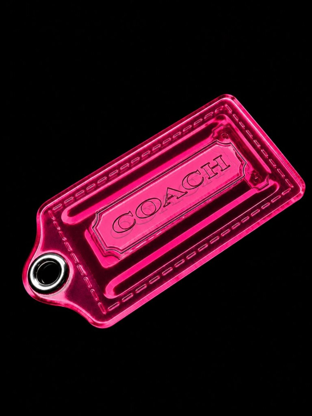COACH POPPY Hot Pink Acrylic Hangtag Keychain Charm Rare Fob - Picture 5 of 10